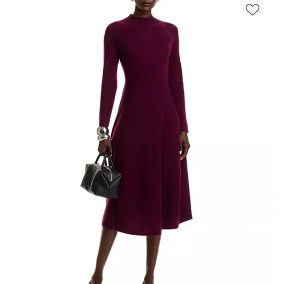 Bloomingdale's Cashmere Elegant Maxi Dress Burgundy - Picture 1 of 7